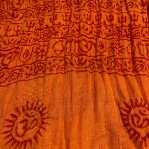 Orange and Red Cotton Batik Printed Scarf